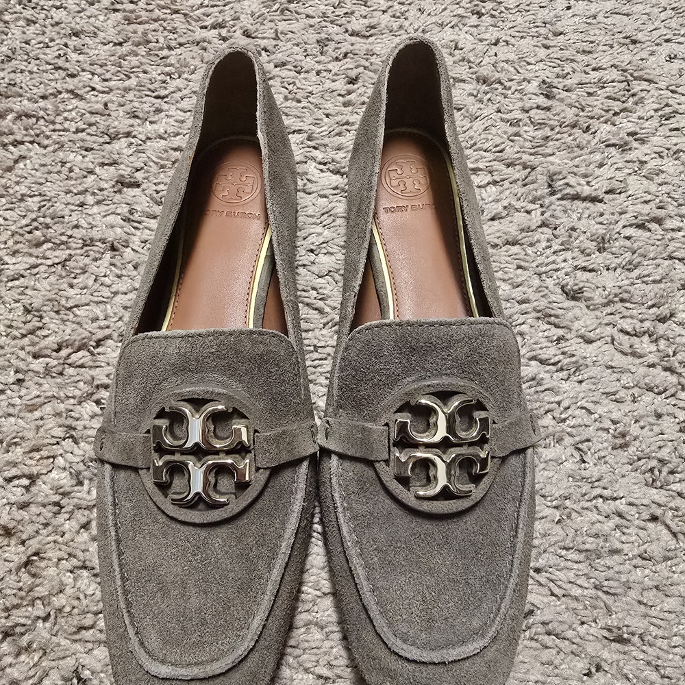 Tory Burch Taupe Suede Loafers